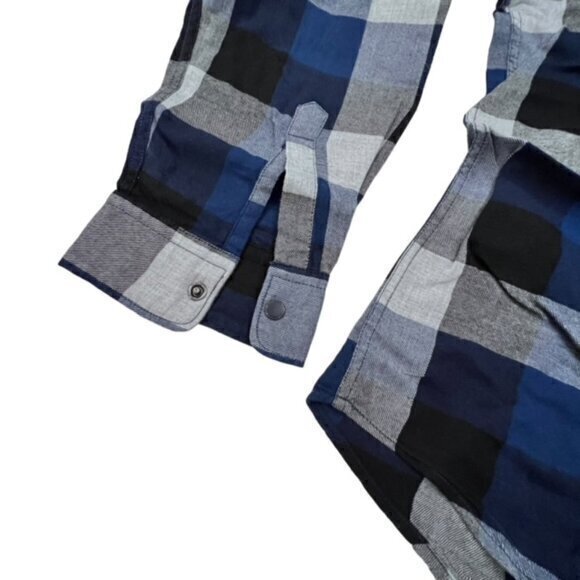 Express Shirt Mens Extra Large Blue Plaid Blue Snap Western Cowboy Long Sleeve - Picture 2 of 11